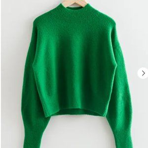 & Other Stories Mock Neck Sweater in GREEN